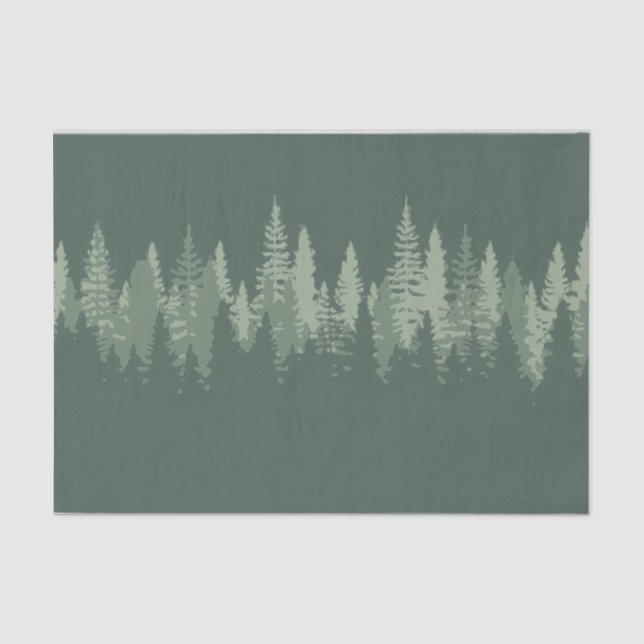 Grüne Waldwildnis-Silhouette Seidenpapier (Vorderseite)