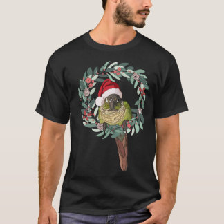 Grüne Wangen, Weihnachtsmannmütze tragen T-Shirt