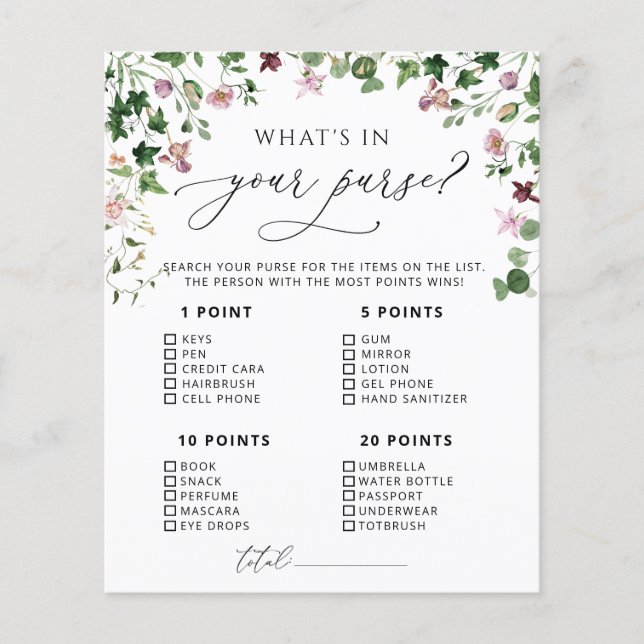 Grüne, Was ist in deinem Spiel mit Purse? (Vorderseite)