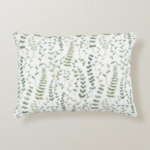 Grüne Wasserfarbe Botanisches Blätter Muster Dekokissen