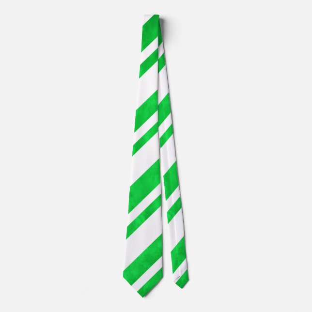 Grüne Wasserfarbe Candy Cane Streifen Krawatte (Vorderseite)