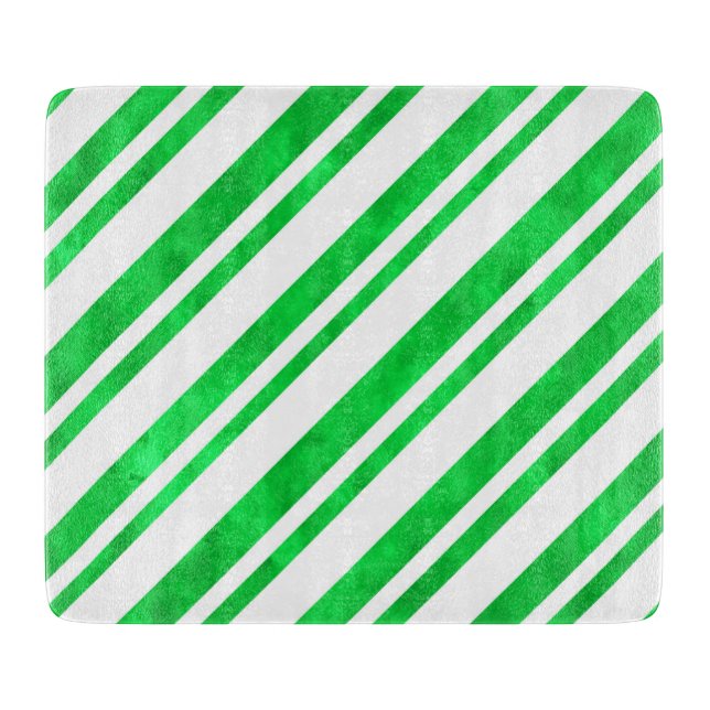 Grüne Wasserfarbe Candy Cane Streifen Schneidebrett (Vorderseite)