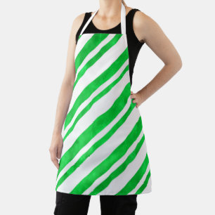 Grüne Wasserfarbe Candy Cane Streifen Schürze
