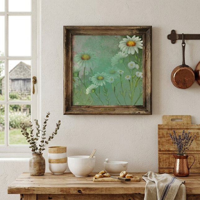 Grüne Wasserfarbe Daisy Blume Poster (Von Creator hochgeladen)