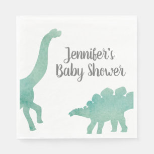 Grüne Wasserfarbe-Dinosaurier-Baby-Party Serviette