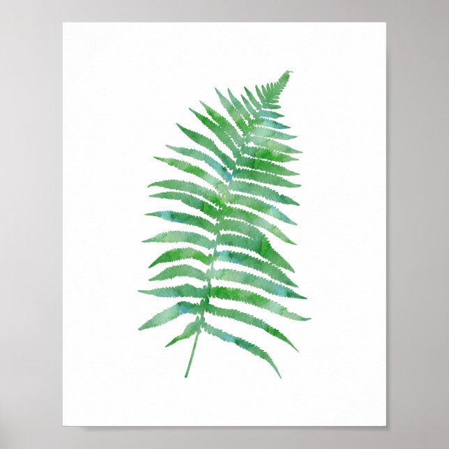 Grüne Wasserfarbe Fern Pflanze Poster (Vorne)