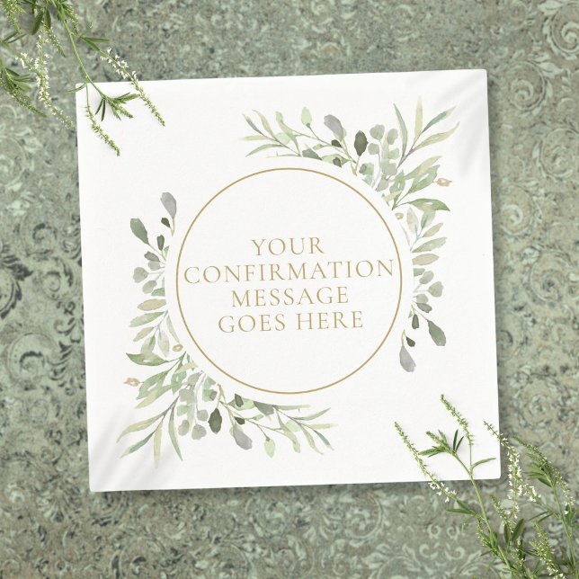 Grüne Wasserfarbe-Floral-Goldene Konfirmation Serviette (Greenery Watercolor Floral Gold Confirmation Napkins)