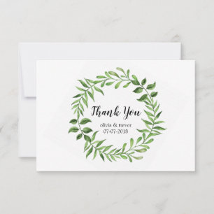 Grüne Wasserfarbe Grüner Kranz Botanische Hochzeit Dankeskarte