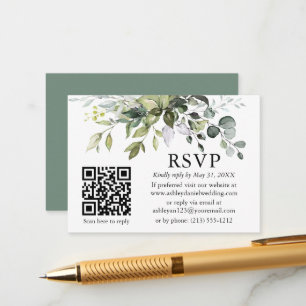 Grüne Wasserfarbe Hochzeit QR UAWG Sage Green Begleitkarte