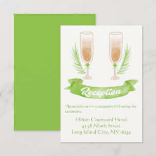 Grüne Wasserfarbe Hochzeitsempfang Champagnerglas Einladung