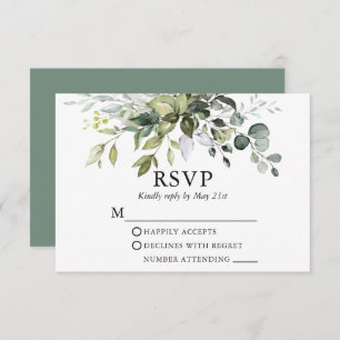 Grüne Wasserfarbe Hochzeitssage Grüne RSVP-Karte RSVP Karte