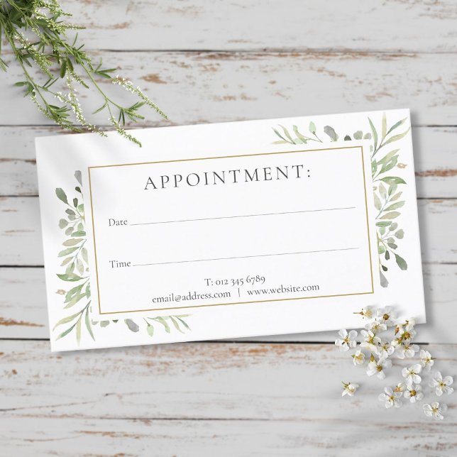 Grüne Wasserfarbe Karte (Watercolor Greenery Appointment Card)