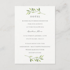 Grüne Wasserfarbe Leaf Wedding Hotel Unterkunft Begleitkarte