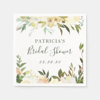 Grüne Wasserfarbe Rustikales Brautparty Serviette