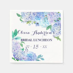 Grüne Wasserfarben Blue Hydrangea Bridal Luncheon Serviette