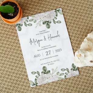 Grüne Wasserfarben Minimalistische Hochzeit Einladung