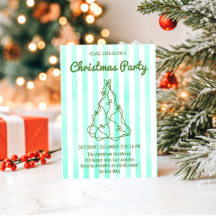 Grüne Wasserfarben-Streifen-Weihnachtsfeier Einladung