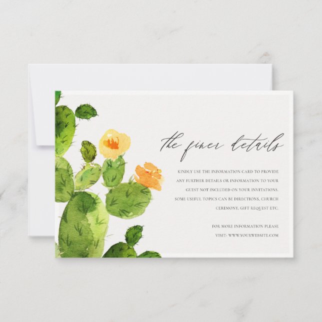 GRÜNE WATERCOLOR DESERT CACTUS BLUME EINLADUNG (Vorderseite)