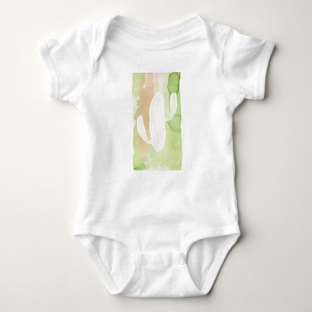 Grüne Watercolor-Kaktus-Silhouette Baby Strampler (Vorderseite)