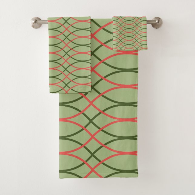 Grüne Waves Badhandtuch Set (Insitu)