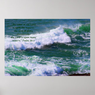 Grüne Waves Druck mit Scripting Verse Poster
