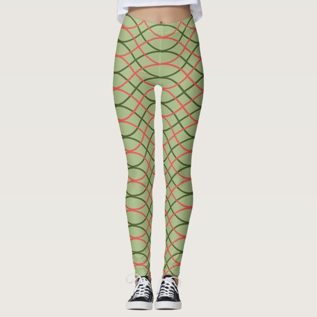 Grüne Waves Leggings (Vorderseite)