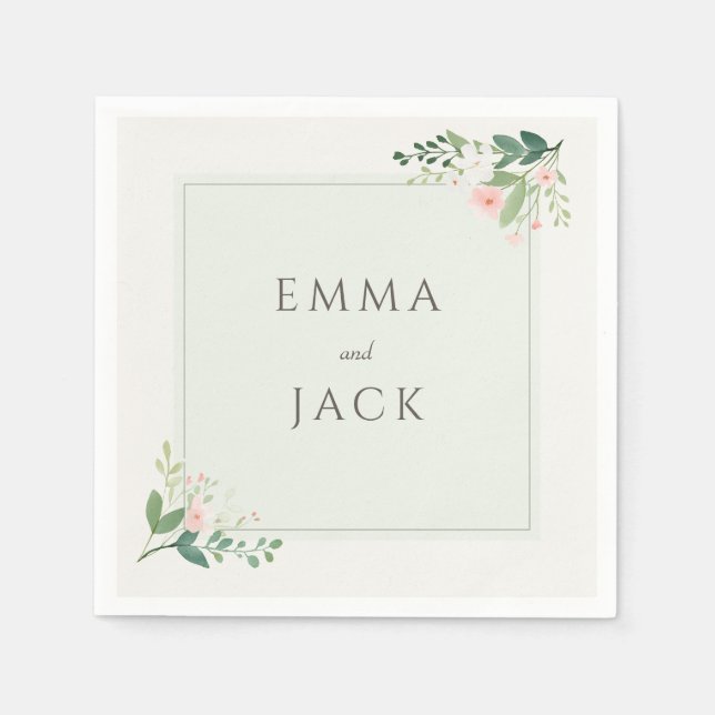 Grüne, weich, rosa, hellgrüne Namen Serviette (Vorderseite)