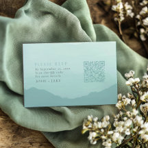 Grüne weiche Berge Hochzeit rsvp mit qr Code