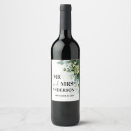 Grüne weiche Hochzeitszunge Botanisches Papa Weinetikett