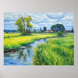 Grüne Weiden entlang der Havel Poster