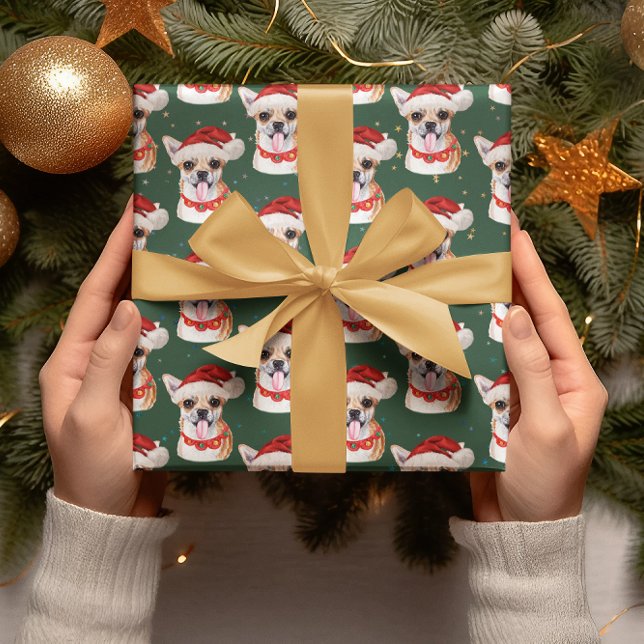 Grüne Weihnachten Chihuahua Dog Holiday Breeds Geschenkpapier (Von Creator hochgeladen)