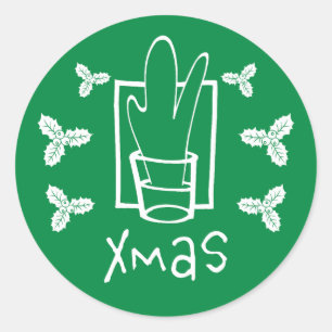 Grüne Weihnachten Runder Aufkleber