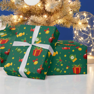 Grüne Weihnachts-Geschenkbox-Muster-Verpackungspap Geschenkpapier