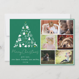 Grüne Weihnachtsbaum Design Flache Feiertagskarte