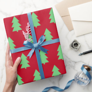 Grüne Weihnachtsbaum Dunkelrot Geschenkpapier