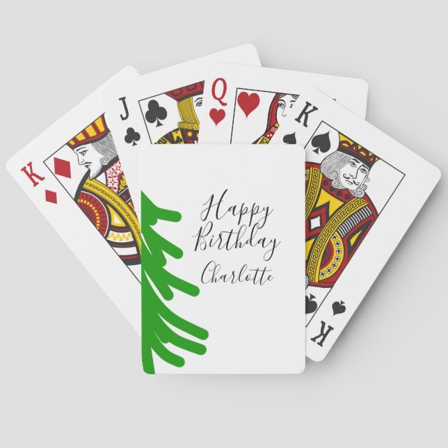 Grüne Weihnachtsbaum Frohe Geburtstag Dezember Win Spielkarten (Rückseite)