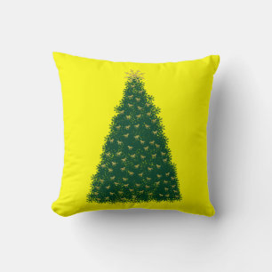 Grüne Weihnachtsbaum, Goldene laufende Pferde, Gel Kissen