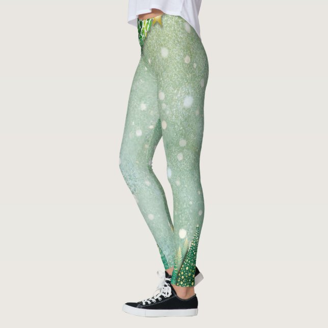 Grüne Weihnachtsbaum-Leggings Leggings (Links)