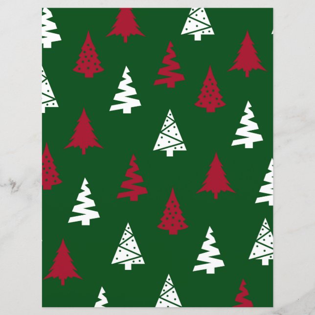 Grüne Weihnachtsbaum-Muster-Schrappbuch-Papier (Vorderseite)