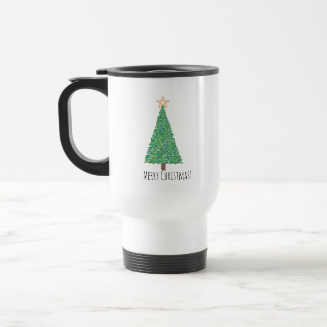 Grüne Weihnachtsbaum Reisebecher (Links)
