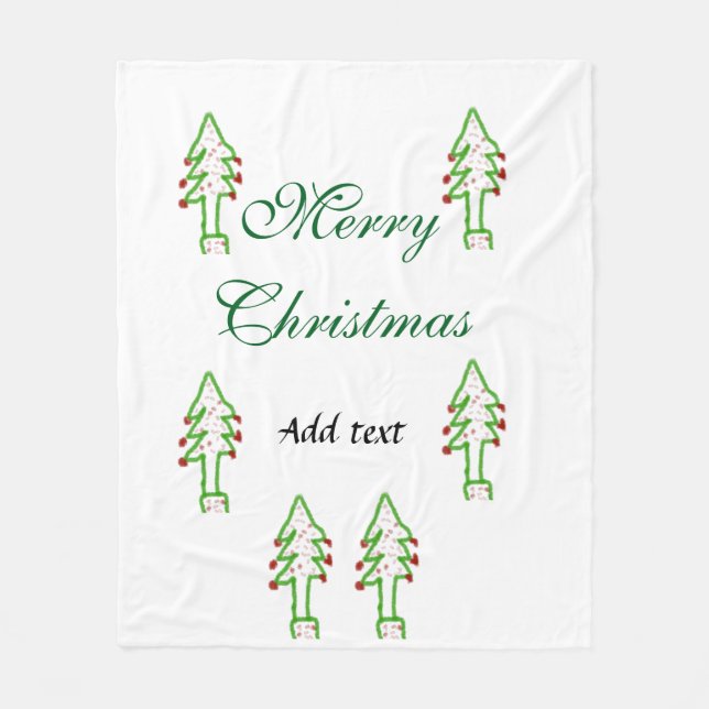 Grüne Weihnachtsbaum Rote Kirsche frohe Weihnachts Fleecedecke (Vorderseite)