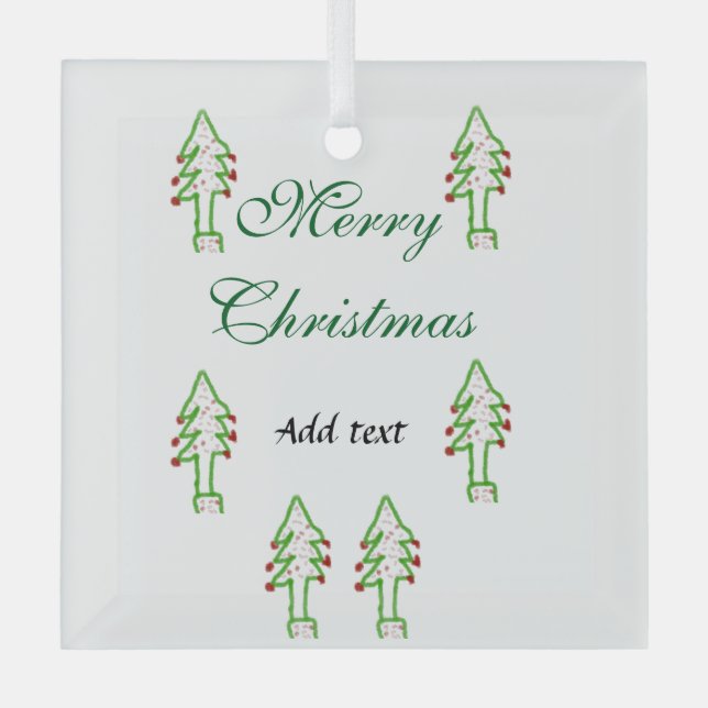 Grüne Weihnachtsbaum Rote Kirsche frohe Weihnachts Ornament Aus Glas (Vorderseite)