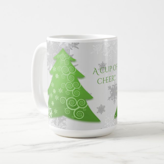 Grüne Weihnachtsbaum-Tasse Kaffeetasse (Vorderseite Links)
