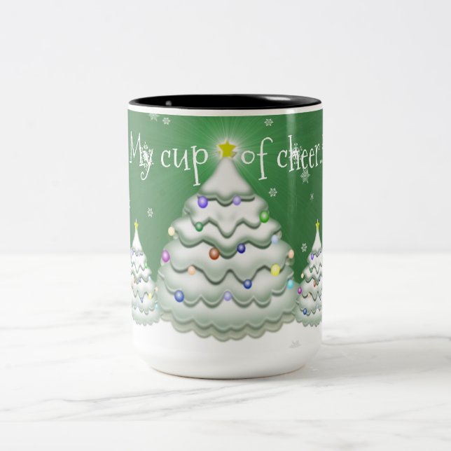 Grüne Weihnachtsbaum-Tasse Zweifarbige Tasse (Mittel)