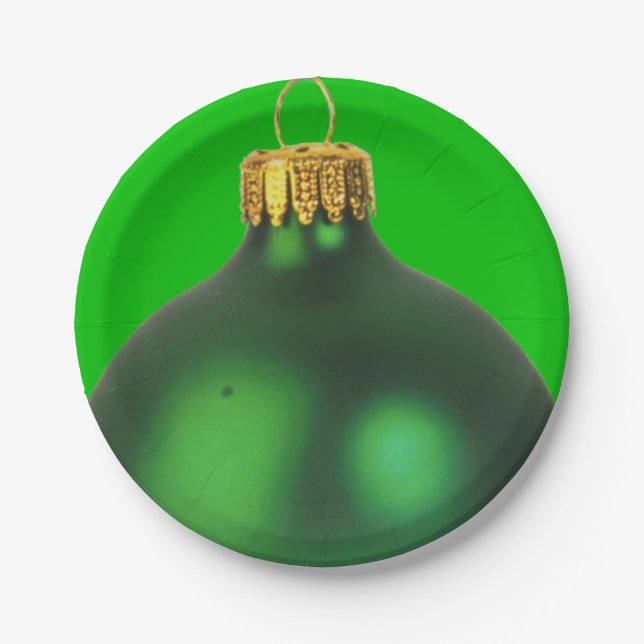 Grüne Weihnachtsbaumdekoration Party Urlaub Pappteller (Vorderseite)