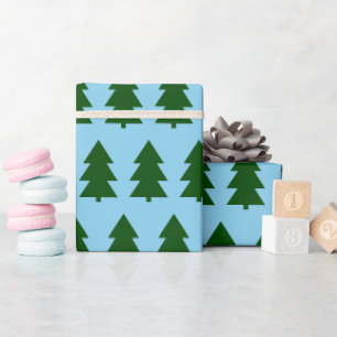 Grüne Weihnachtsbäume Blaues Geschenkpapier