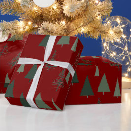 Grüne Weihnachtsbäume Geschenkpapier