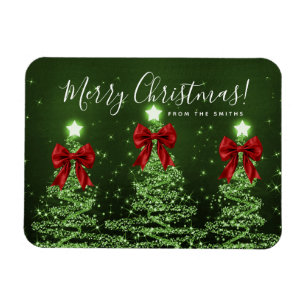 Grüne Weihnachtsbäume Gruß Rot  Magnet