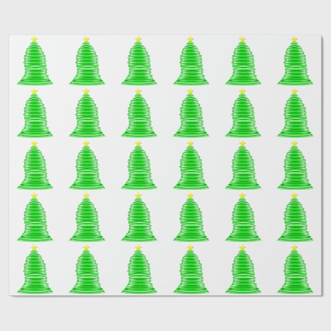 Grüne Weihnachtsbaume mit Star Wrapping Paper Geschenkpapier (Flach)