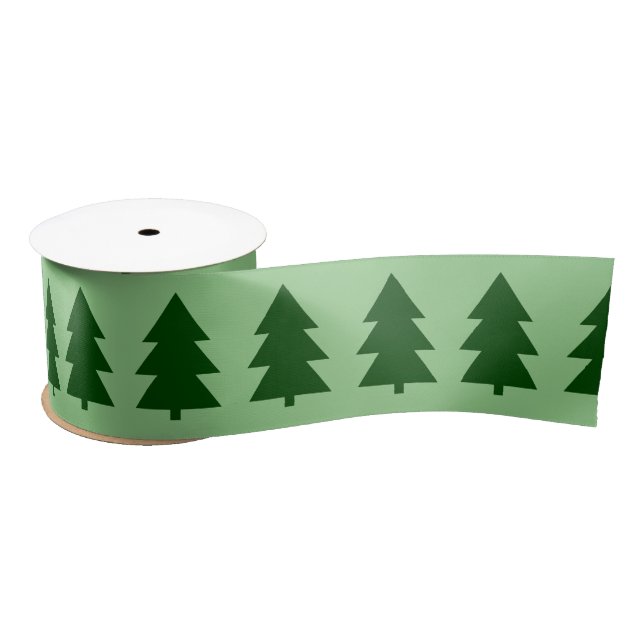 Grüne Weihnachtsbäume Satinband (Spule)